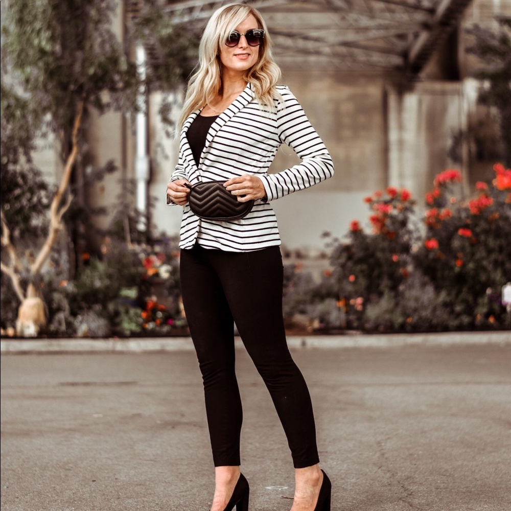 Black and white striped blazer